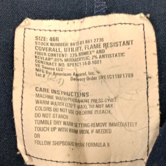 Men Flame Resistant FR Long Utility Coverall Blue - Picture 5 of 15